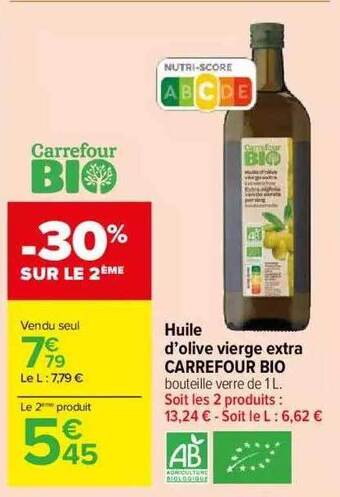 Carrefour Market Huile d'olive vierge extra carrefour bio offre