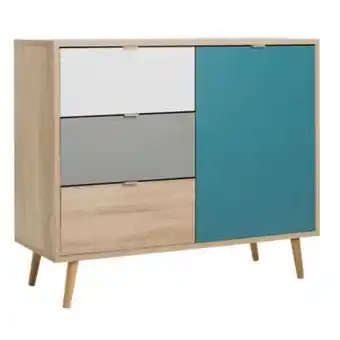 BUT Rangement scandinave aruba chêne, gris, bleu et blanc offre