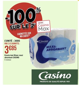 Géant Casino Casino Essuie-Tout Blanc Maxi Absorbant offre