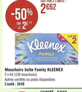 Géant Casino Kleenex Mouchoirs Boîte Family offre