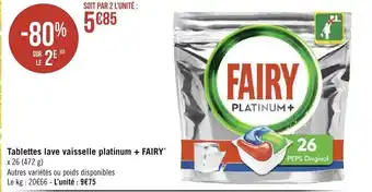 Géant Casino Fairy Tablettes Lave Vaisselle Platinum offre