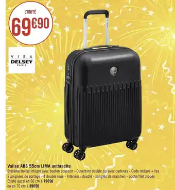 Géant Casino Valise ABS 55cm Lima Anthracite offre
