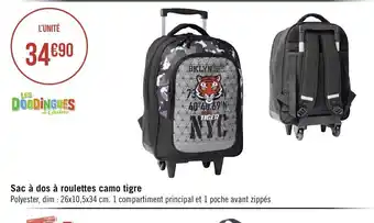 Sac à Dos à Roulettes Camo Tigre