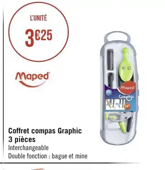 Géant Casino Maped Coffret Compas Graphic 3 Pièces offre