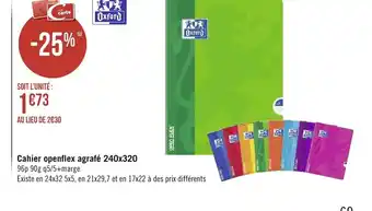 Géant Casino Cahier Openflex Agrafé 240x320 offre