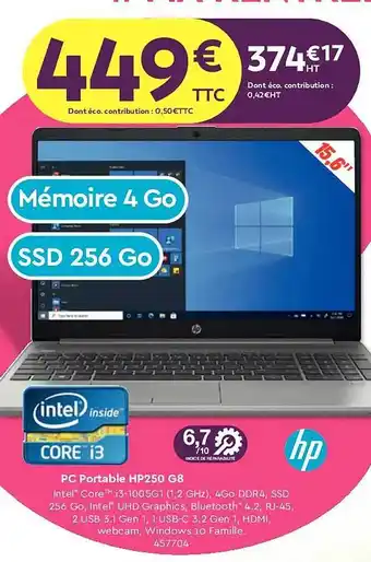 Calipage Pc portable hp250 g8 offre