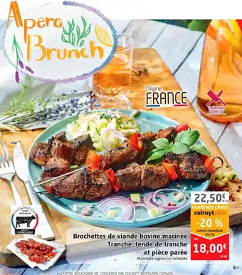 Colruyt Brochettes de Viande Bovine Marinée Tranche Tende de Tranche Et Pièce Parée offre