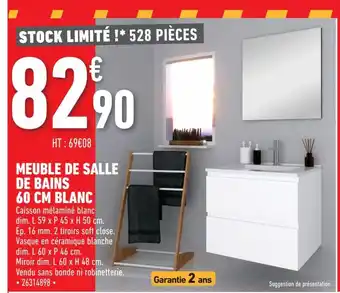 Brico Cash Meuble de Salle de Bains 60cm Blanc offre