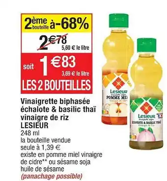 Cora x Carrefour Vinaigrette biphasée échalote & basilic thaï vinaigre de riz lesieur offre