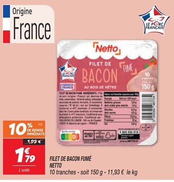 Netto Filet de Bacon Fumé Netto offre