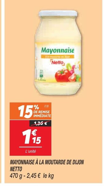 Netto Mayonnaise à La Moutarde de Dijon Netto offre