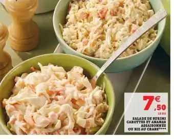 Super U Salade de Surimi Carottes Et Ananas Assaisonnée Ou Riz Au Crabe offre