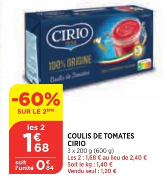 Bi1 Coulis de tomates cirio offre