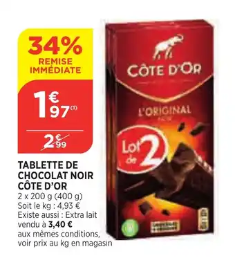 Bi1 Tablette de chocolat noir côte d'or offre