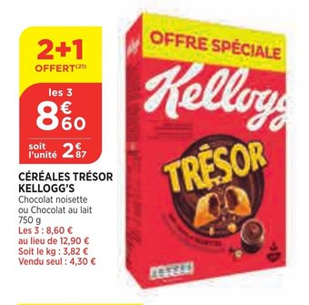 Bi1 Céréales trésor kellogg's offre
