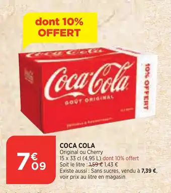 Bi1 Coca cola original ou cherry 15 x 33 cl (4,95 L.) offre
