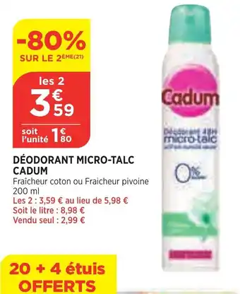 Bi1 Déodorant micro-talc cadum offre