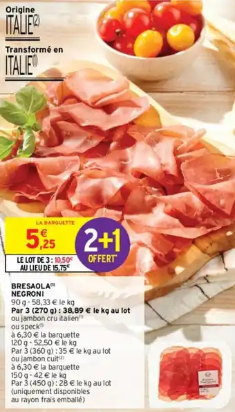 Intermarché Bresaola negroni offre