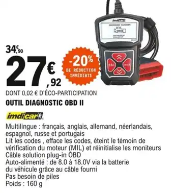 E.Leclerc L'Auto Outil dianostic obd II offre