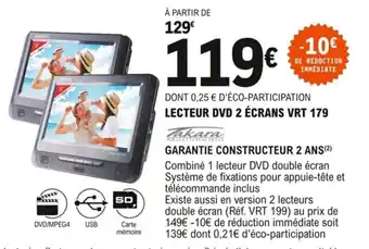 Lecteur DVD 2 écrans VRT 179