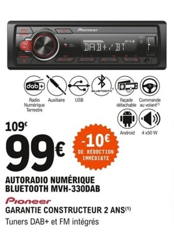 E.Leclerc L'Auto Autoradio numérique bluetooth MVH-330DAB offre