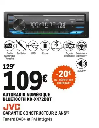 Autoradio numérique bluetooth KD-X472DBT