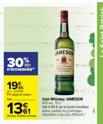 Carrefour Irish Whiskey Jameson offre