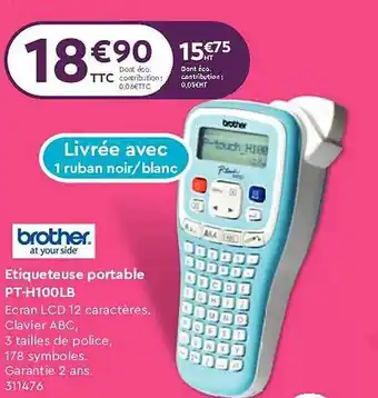 Calipage Etiqueteuse portable pt-h100lb brother offre