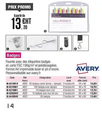 Avery badges