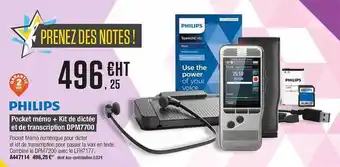 Philips pocket mémo + kit de dictée et de transcription dpm7700