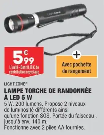 ALDI LIGHT ZONE lampe torche de randonnée à led 5 w offre