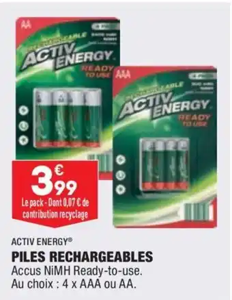 ALDI ACTIV ENERGY piles rechargeables offre