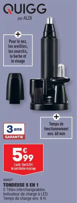 ALDI QUIGG tondeuse 5 en 1 offre