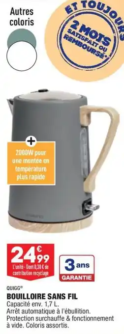 ALDI QUIGG bouilloire sans fil offre