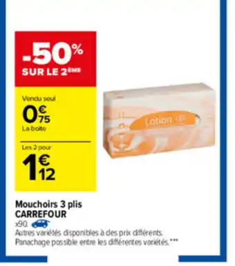 Carrefour Mouchoirs 3 plis Carrefour offre