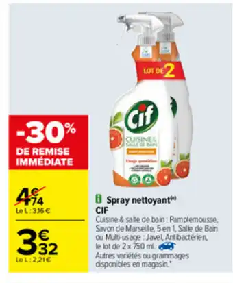 Carrefour Spray nettoyant CIF offre