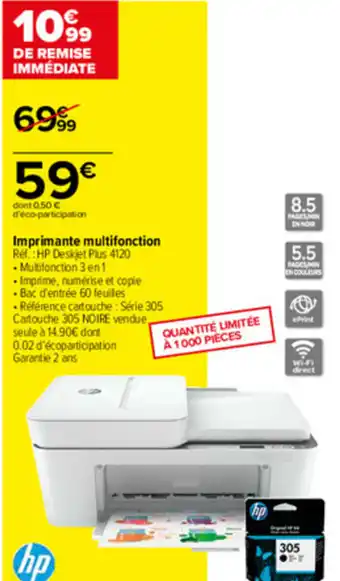 Carrefour Imprimante multifonction Réf : HP Deskjet Plus 4120 offre