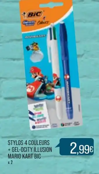Match Stylos 4 Couleurs +Gel-Ocity Illusion Mario Kart Bic offre