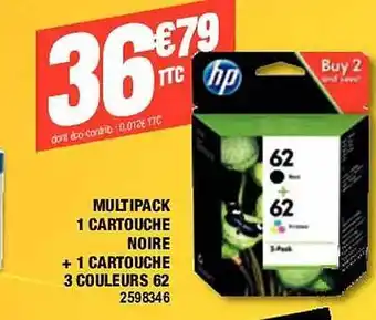Plein ciel Multipack 1 cartouche noire + 1 cartouche 3 couleurs 62 offre
