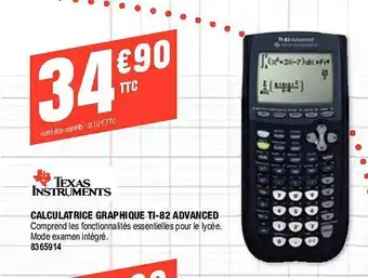 Plein ciel Texas instruments calculatrice graphique ti-82 advanced offre