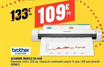Plein ciel Brother scanner mobile ds-640 offre