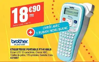 Plein ciel Brother etiqueteuse portable pt-h100lb offre