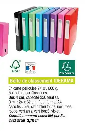 Plein ciel Boîte d classement iderama offre