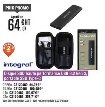 Integral disque ssd haute performance usb 3.2 gen 2 portable ssd type-c