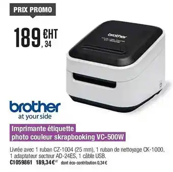Plein ciel Brother imprimante étiquette photo couleur skrapbooking vc-500w offre