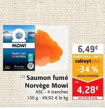 Colruyt Saumon fumé nirvège mowi offre