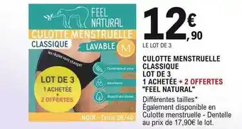 E.Leclerc Culotte menstruelle classique lot de 3 1 achetée + 2 offertes offre