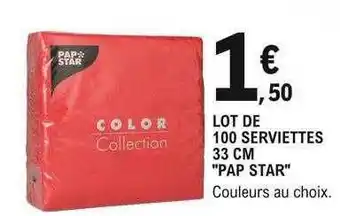 E.Leclerc Lot de 100 serviettes 33 cm offre