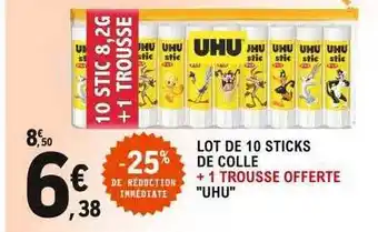 E.Leclerc Lot de 10 sticks de colle + 1 trousse offert offre
