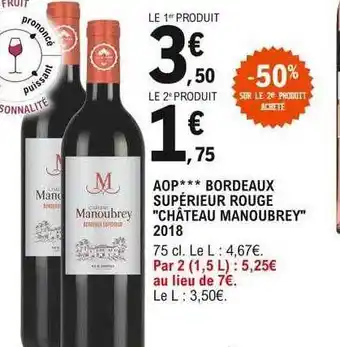 E.Leclerc Aop*** bordeaux supérieur rouge offre